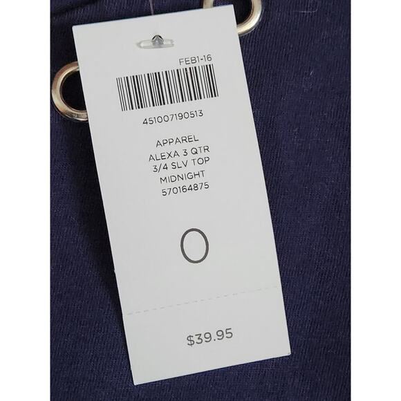 Weekends by Chico's Women's Sz Chico 0 3/4 sleeve Navy Blue dress shirt - Picture 4 of 6